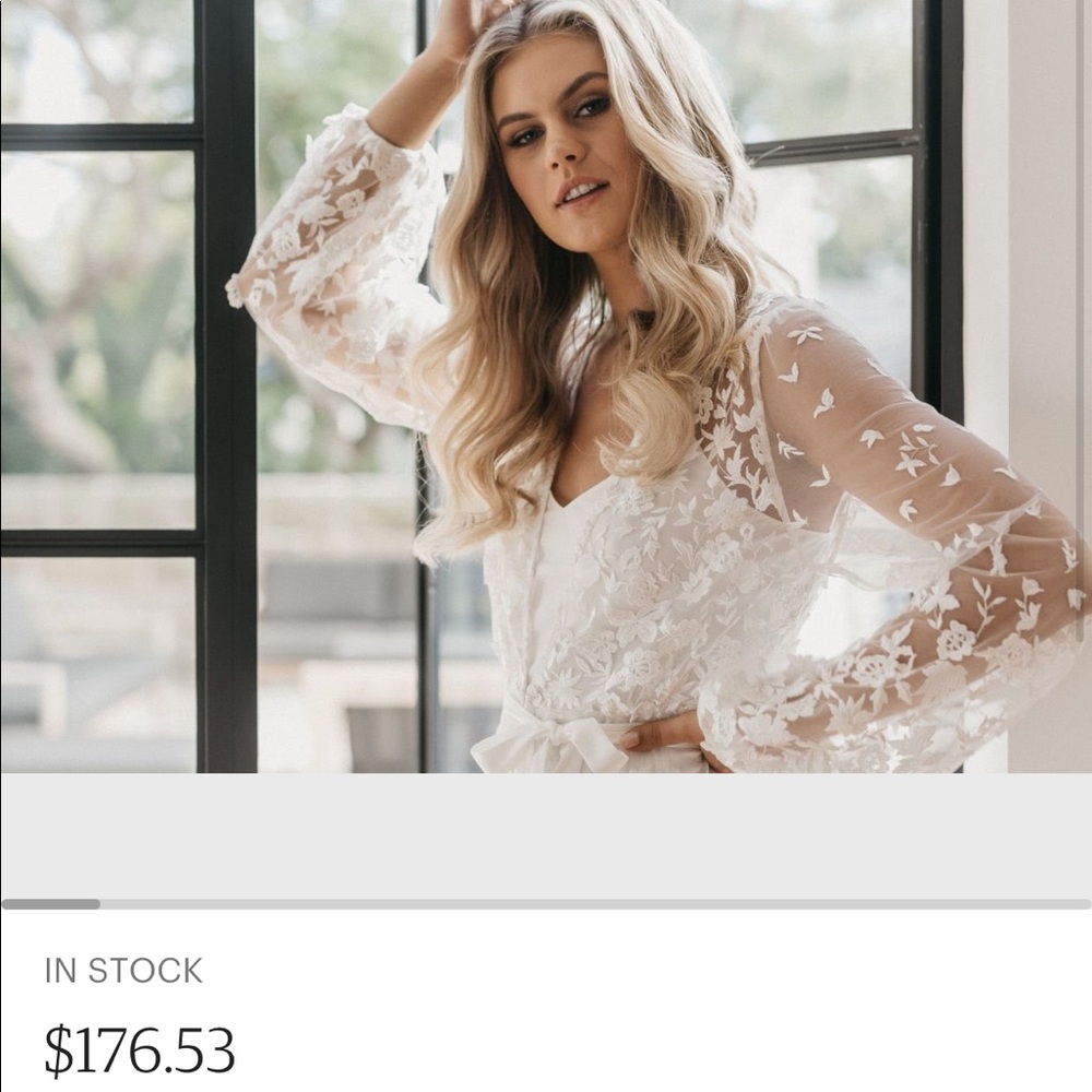 LeRose Adele Lace Maxi Bridal Robe Including Slip